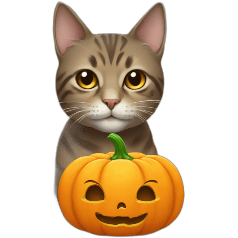 cat and pumpkin emoji