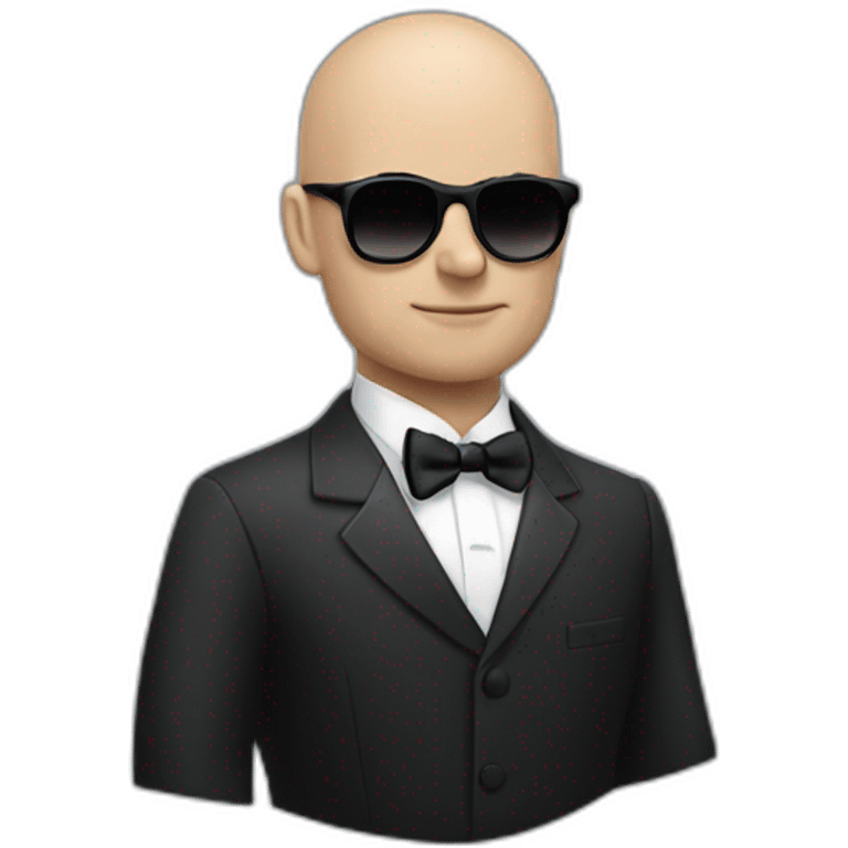 Andrew tate, bald, sunglasses, frowning, Tuxedo emoji