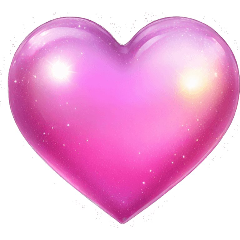 Sparkly glossy pink iridescent glass crystal clear sparkly  glass heart emoji