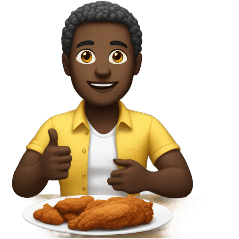 Dark man eating chicken emoji