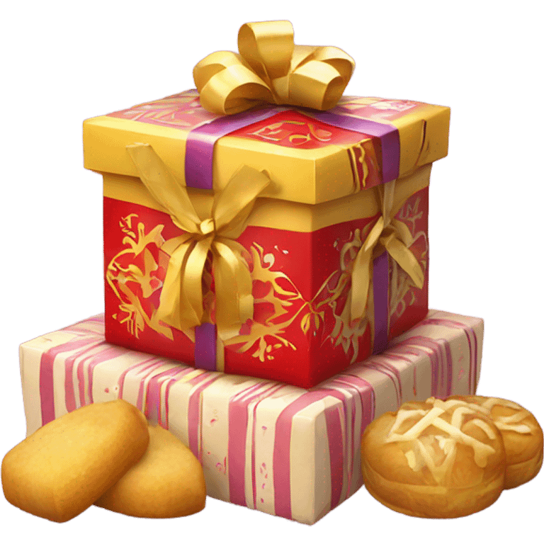 Traditional russian new year sweet gift box for kids emoji