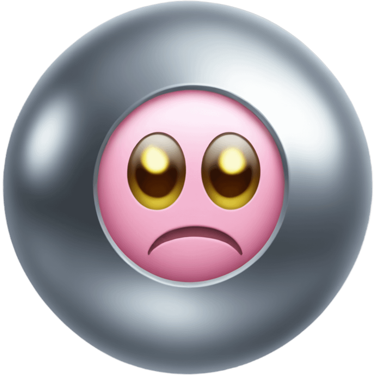 Metal ball with Kirby eyes emoji