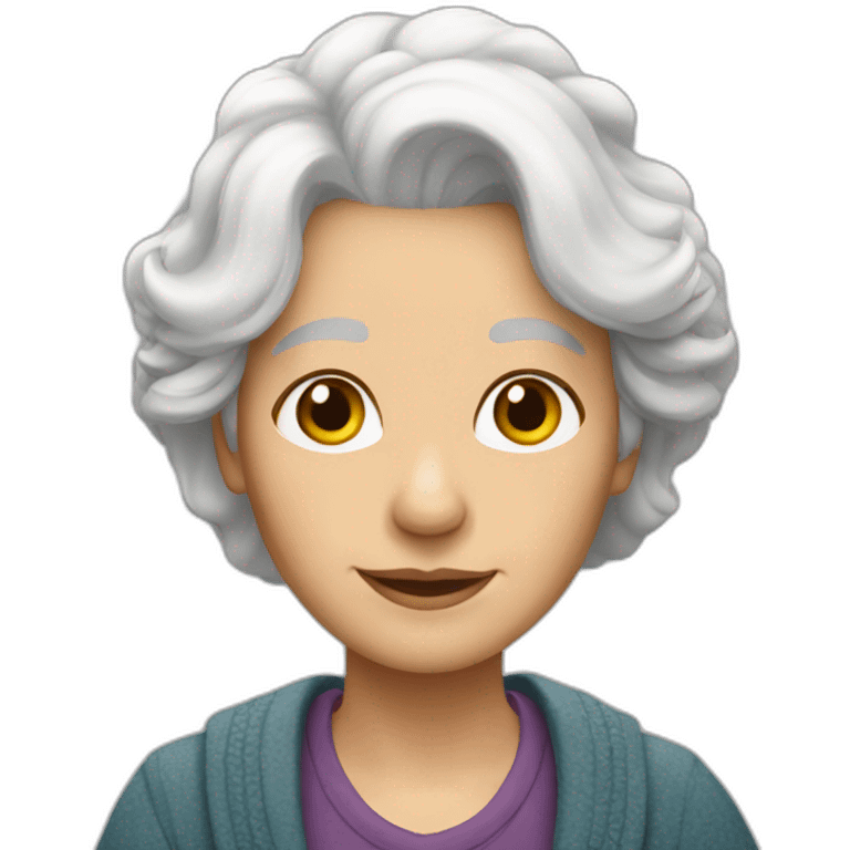 Grandma shoulder-length white hair emoji