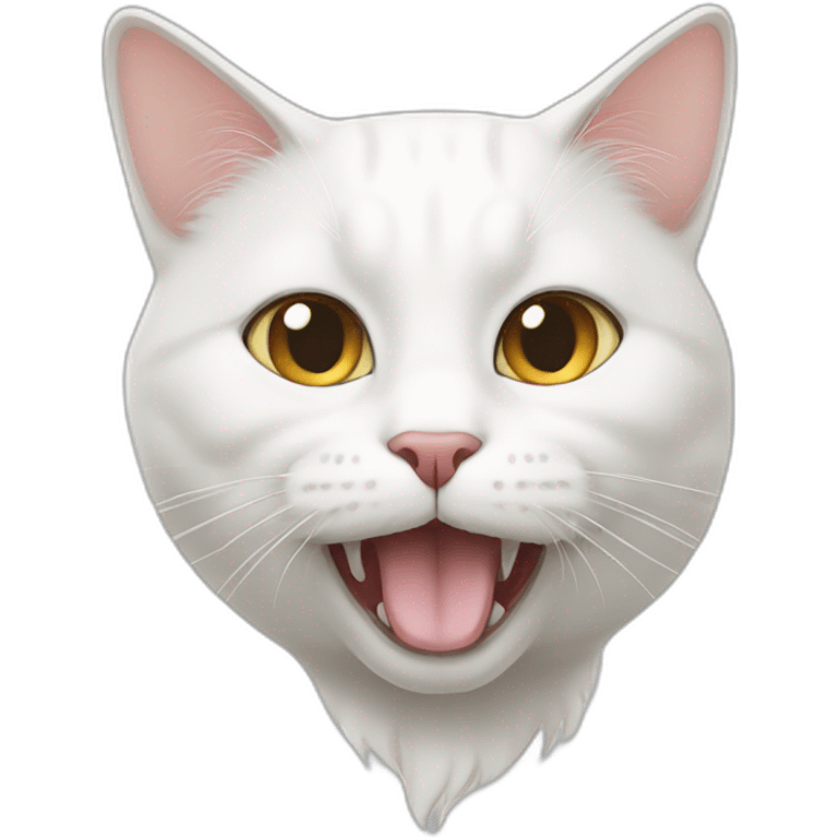 white cat eating emoji