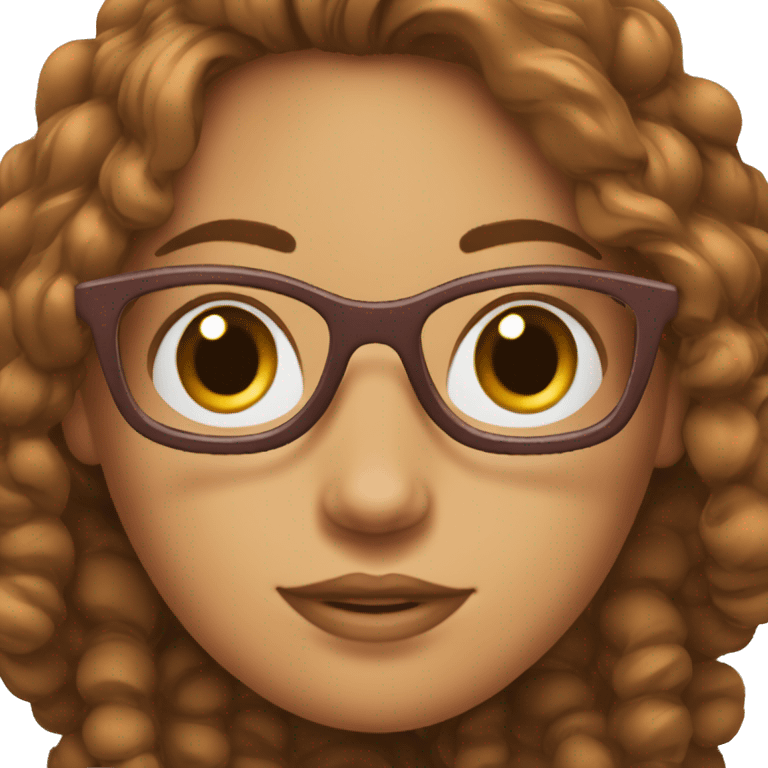 Une fille avec des cheveux marron caca et bouclés des lunettes  emoji