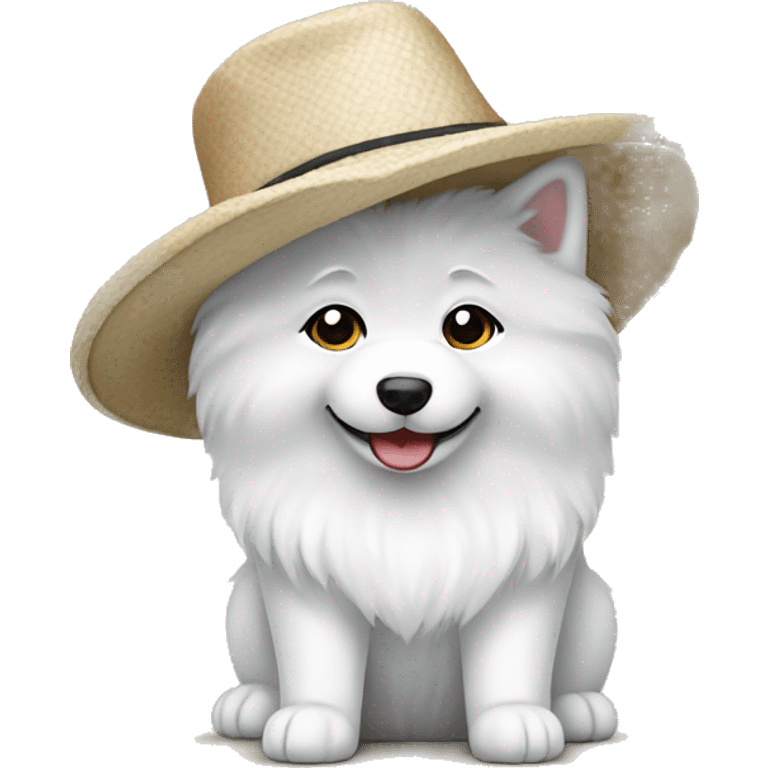 Samoyed with a hat emoji