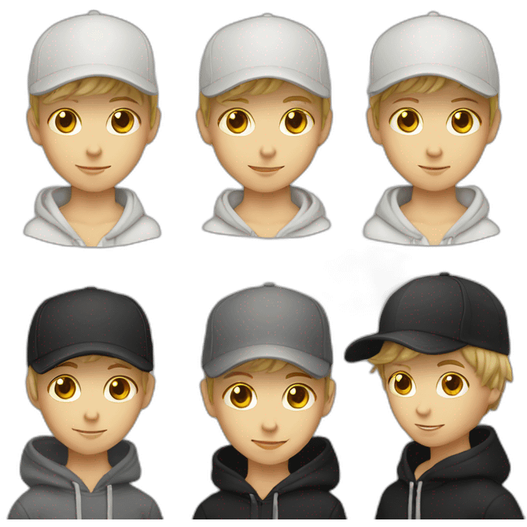 white boy black hoodies with a cap emoji