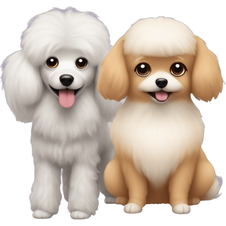 poodle and pomeranian and two people emoji