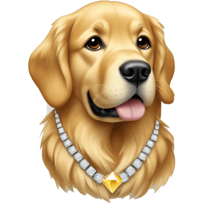 golden retriever with diamond necklace  emoji