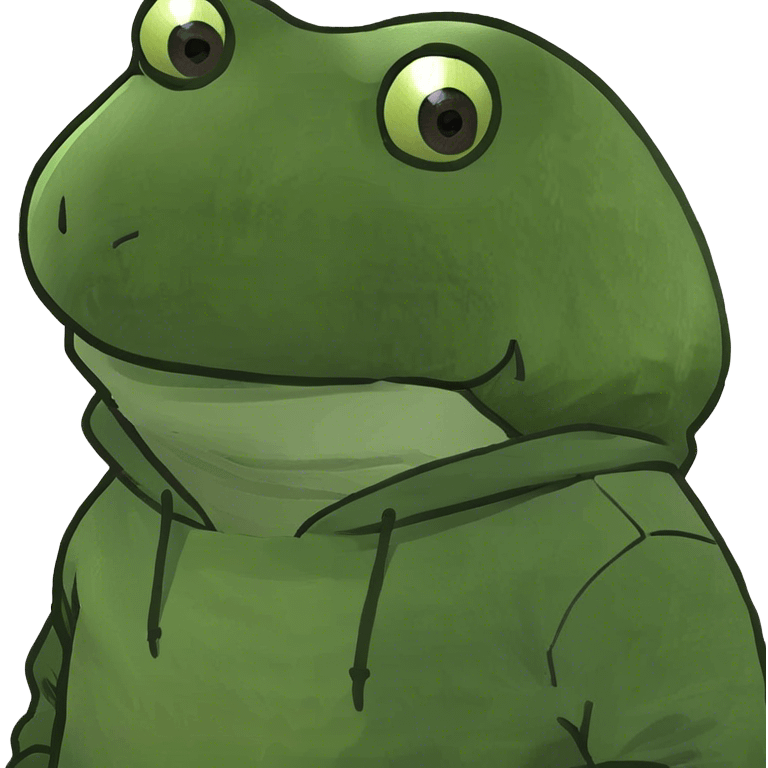 Bufo wearing a hoodie emoji