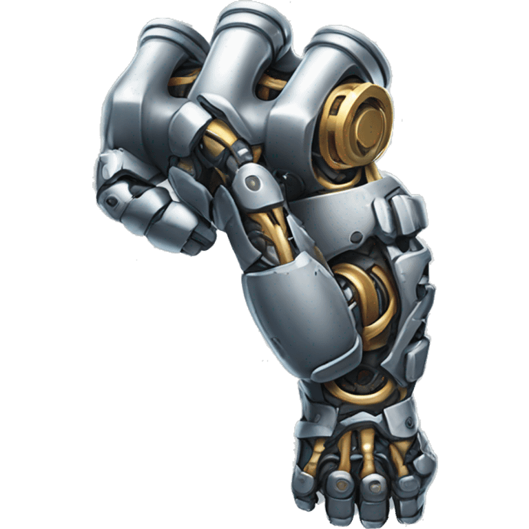 Cyborg arm only flexing bicep and shoulder with gears and shocks emoji