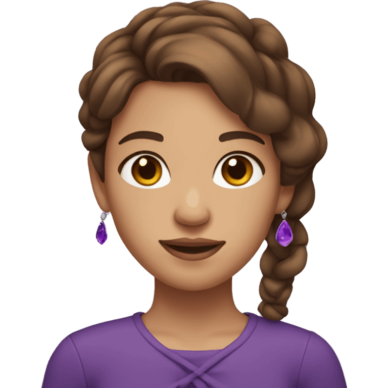 Girl with brown hair and purple earrings emoji