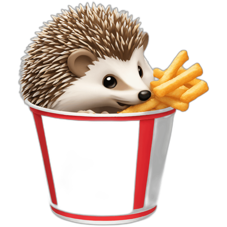 Hedgehog eating KFC bucket emoji