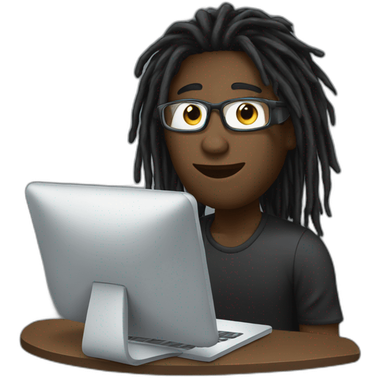 Student black ( dreadlocks ) with computer emoji