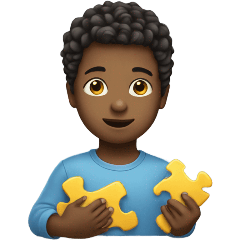 a child with a puzzle in his hands emoji