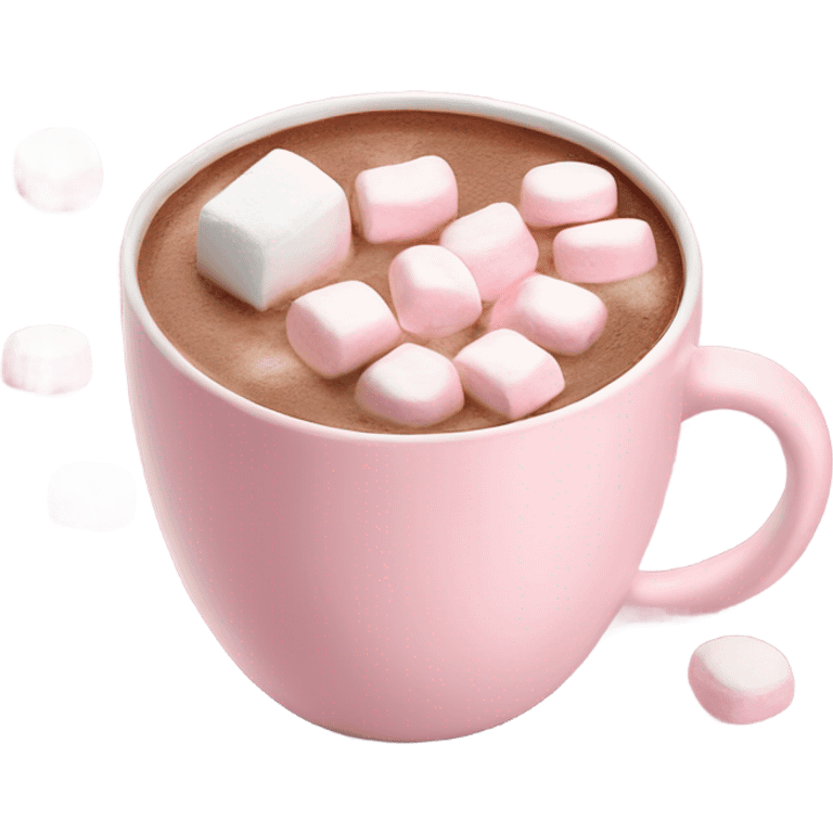 Light Pink mug of hot chocolate with marshmallows  emoji