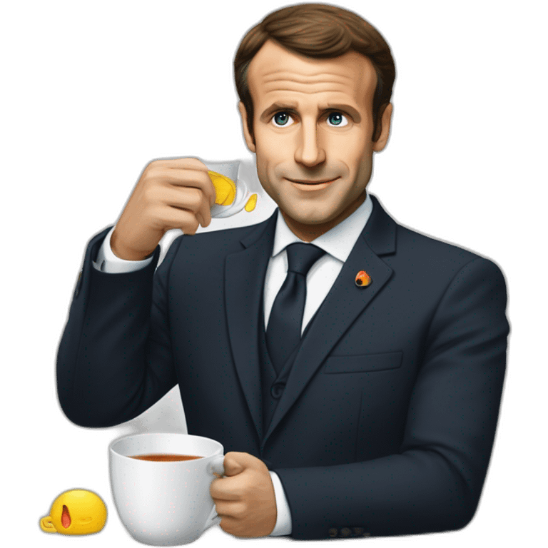 Macron qui boit du thé emoji