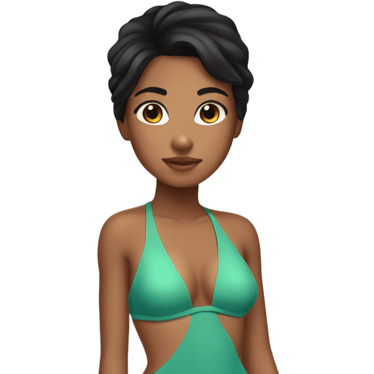 olive skin black hair girl in swimsuit emoji