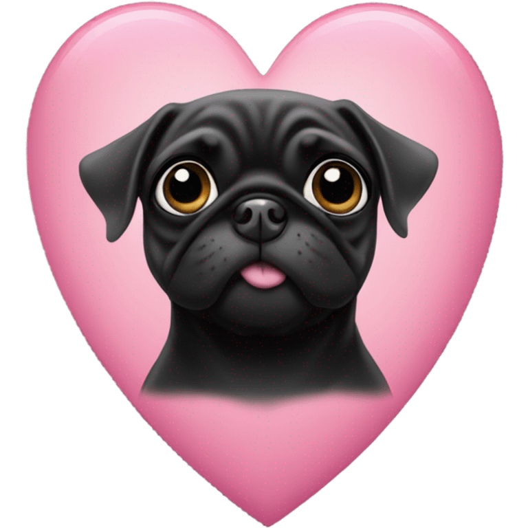 Black pug in a pink heart emoji