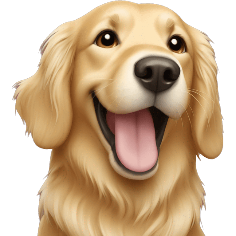 Golden retriever with happy blonde girl emoji