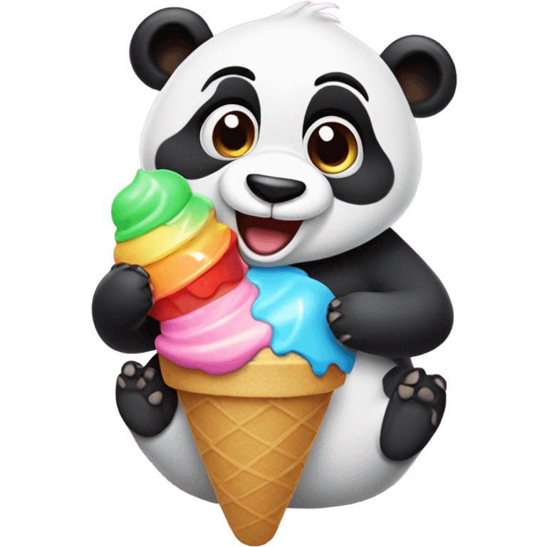 Panda eating ice cream emoji