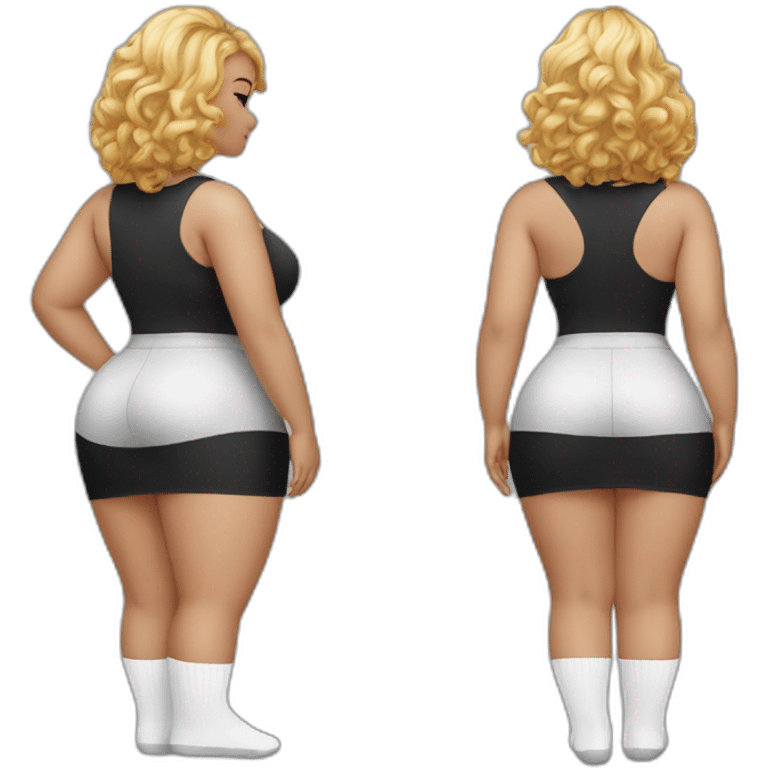 curvy beauty lifts her black skirt-back-view-long-white-socks emoji