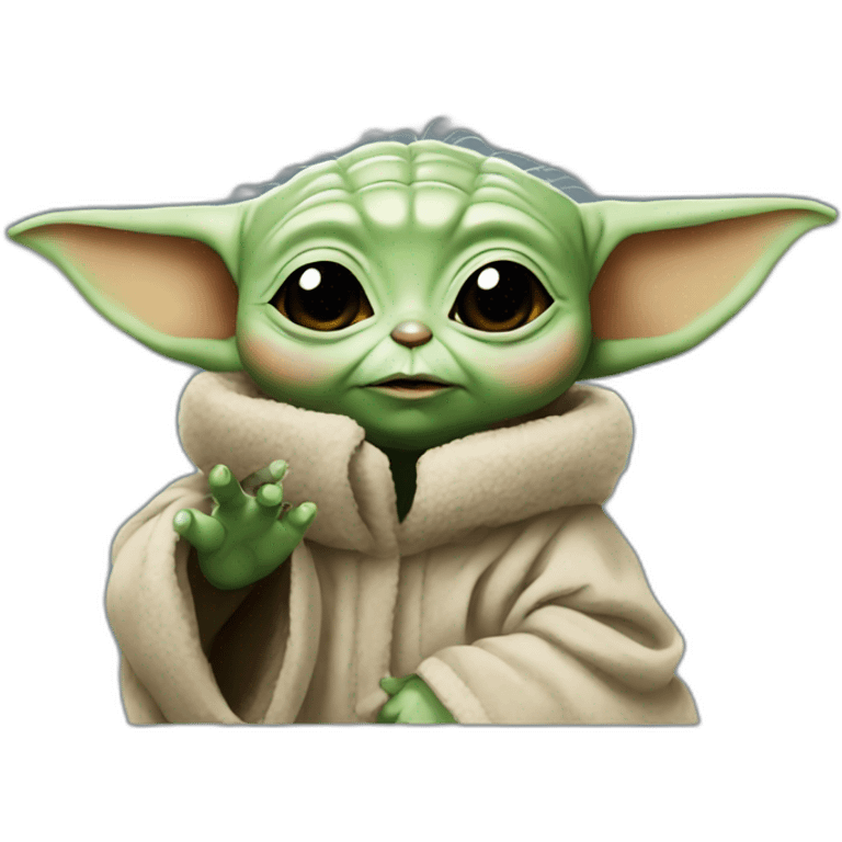 Baby yoda blowing a kiss emoji