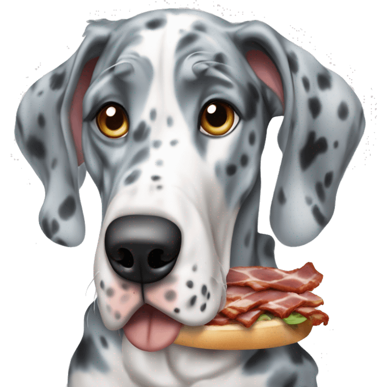 Blue Merle Great Dane eating bacon emoji