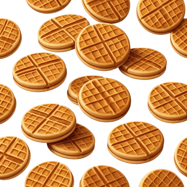 Cinematic Realistic Stroopwafel Dessert Emoji, depicted as a delicate caramel-filled waffle cookie rendered with crisp textures and warm, inviting lighting. emoji