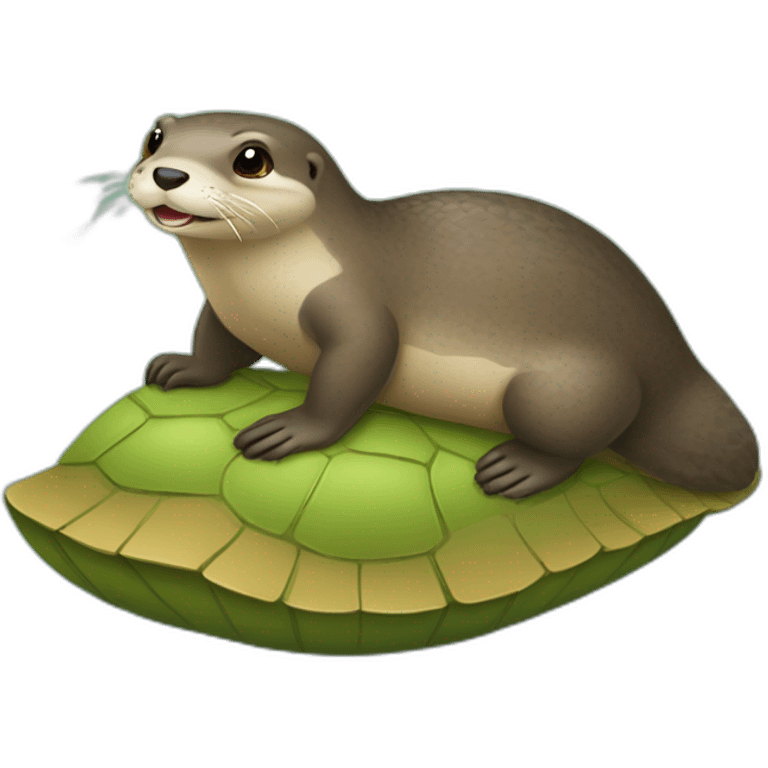 Loutre sur une tortue emoji