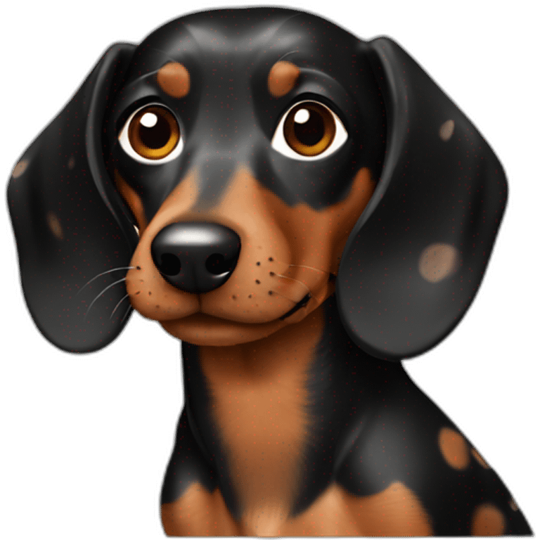 black and brown spotted dachshund emoji