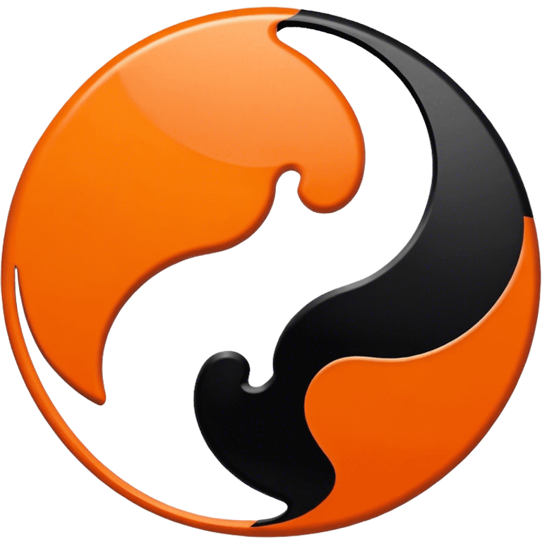 Orange and black ying yang emoji