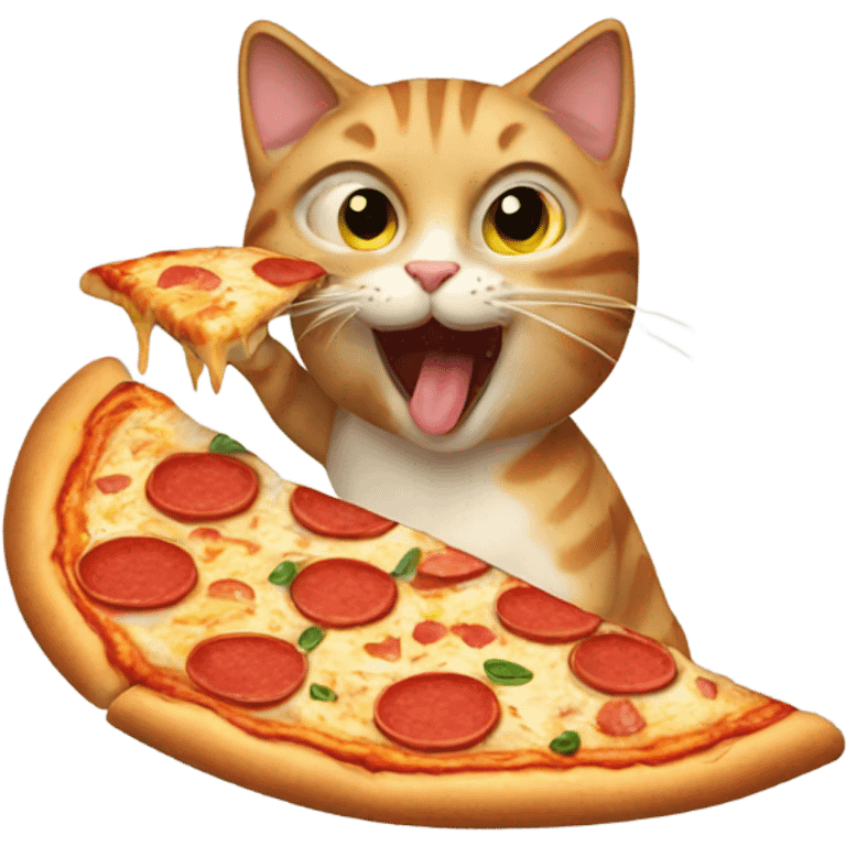 cat eating a pizza emoji