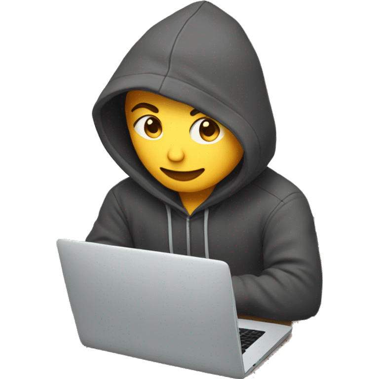 a guy with a hoodie behind his laptop emoji