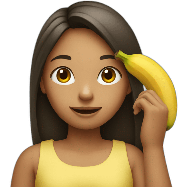 a girl holding a banana emoji