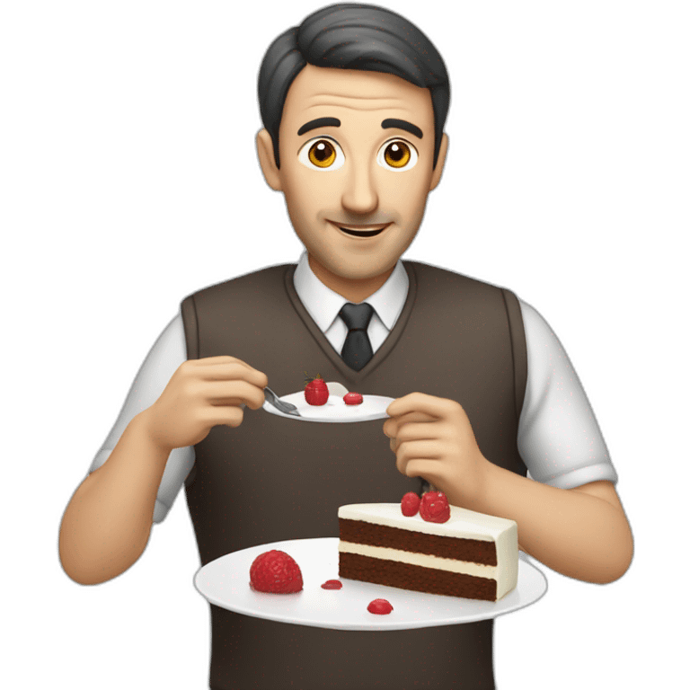 Thin man eating cake emoji