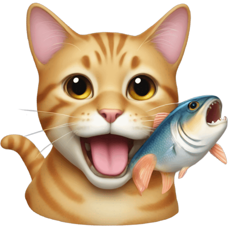 Cat with fish in mouth emoji