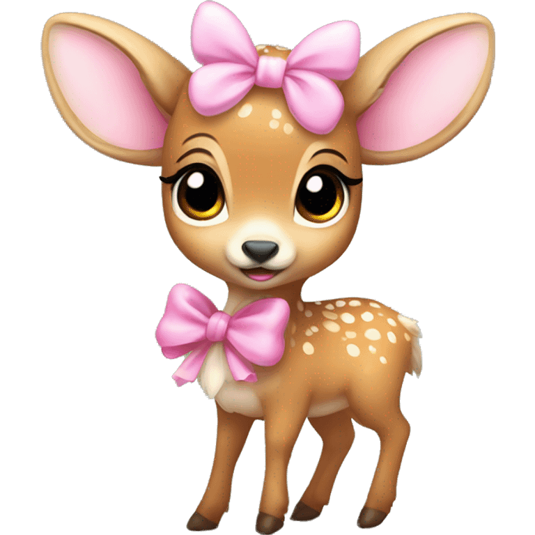 baby deer with fairy wings and a pink bow around its neck  emoji