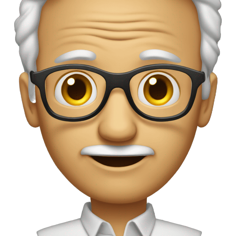 Abuelo con pelo cano , cejas oscuras ,  lentes negros , emoji