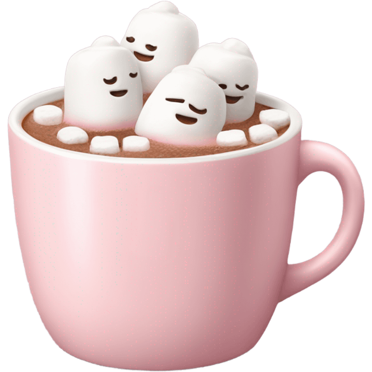 Light Pink mug of hot chocolate with marshmallows  emoji