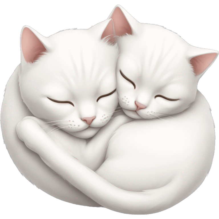 two white cats sleeping curled up next to each other emoji