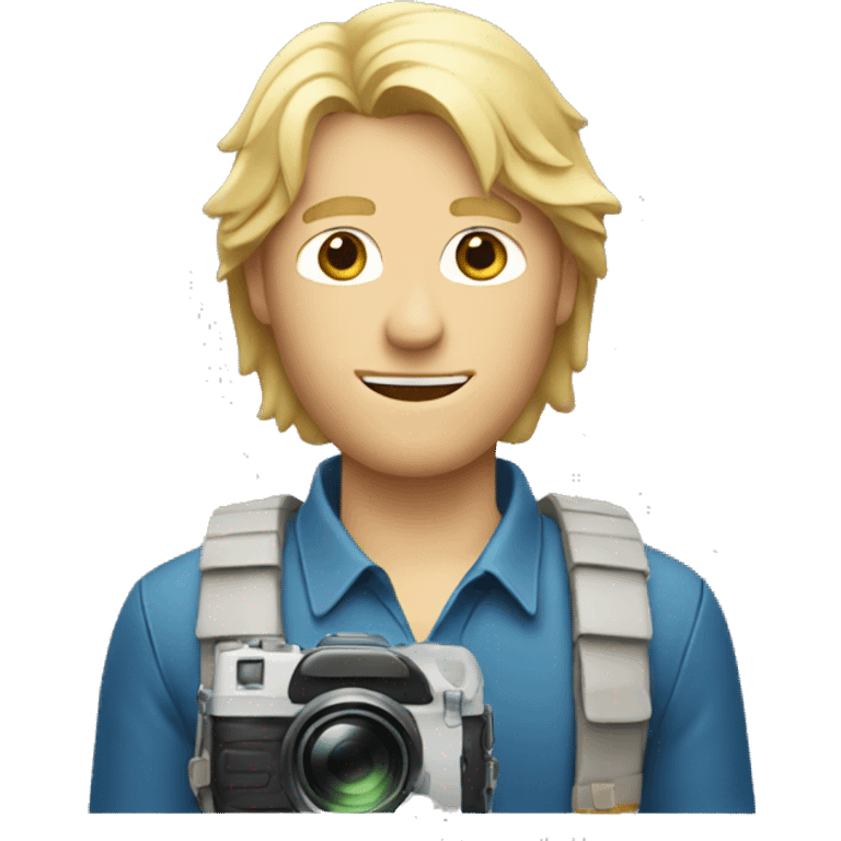 blonde guy with mullet holding a camera emoji