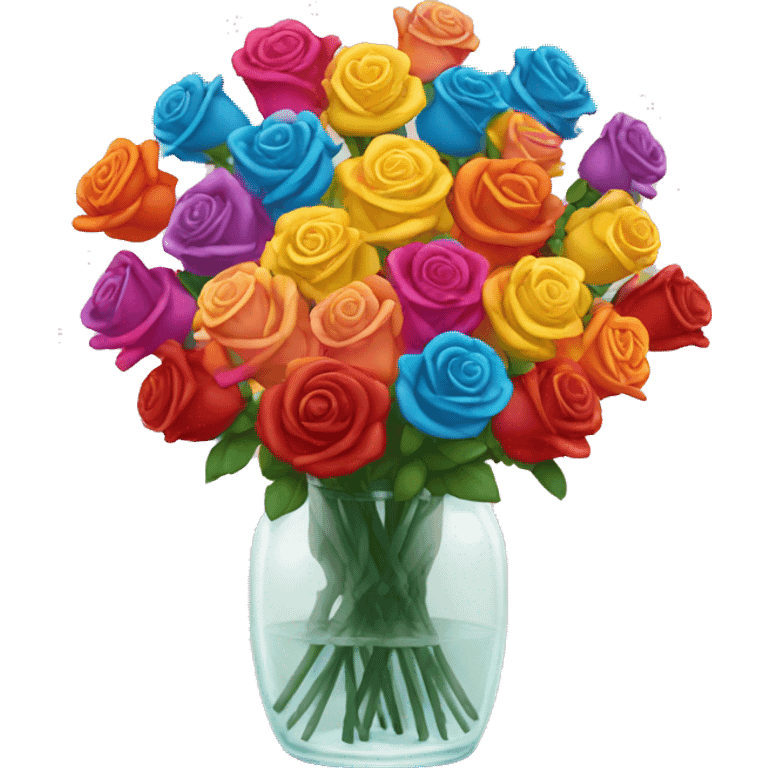 1000 colorful roses in a clear vase emoji