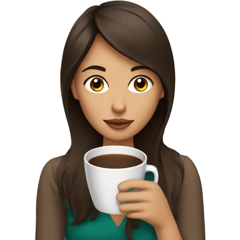 Brunette sipping coffee emoji