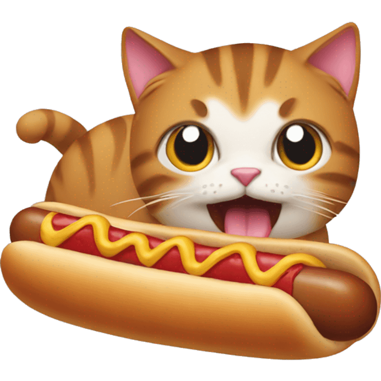 Cat eat hot dog emoji