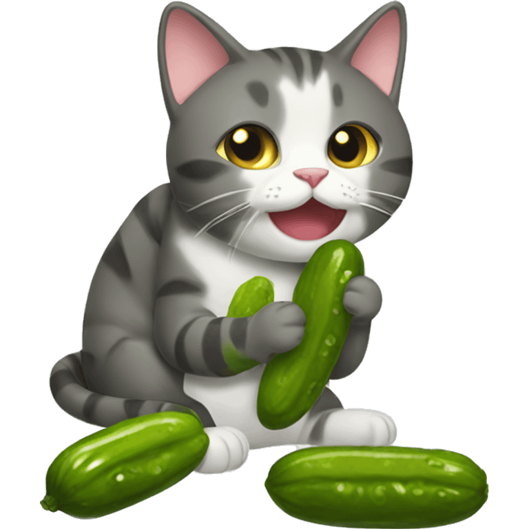 cat eating pickles emoji