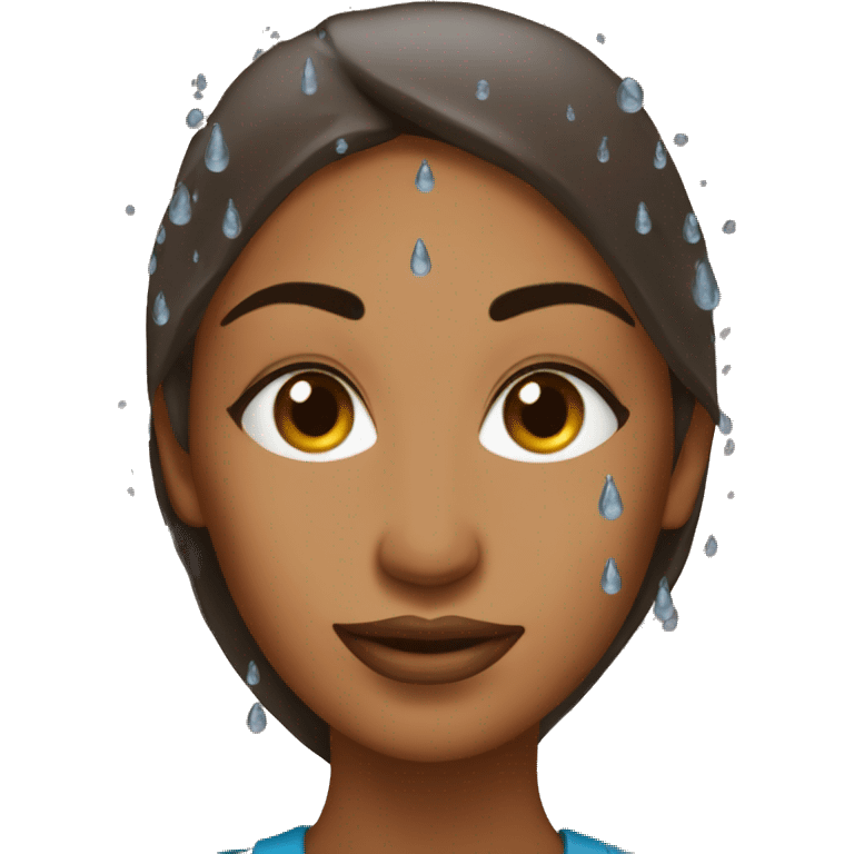 Water droplets on brown woman  emoji