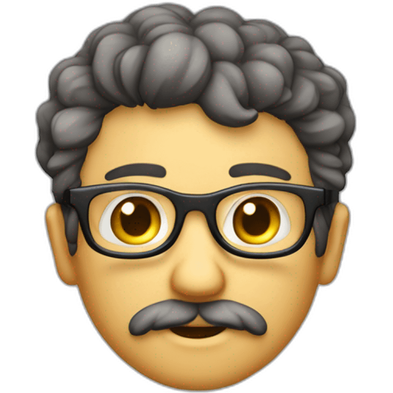 homem cor pardo barba baixa com oculos cabelo encaracolado emoji