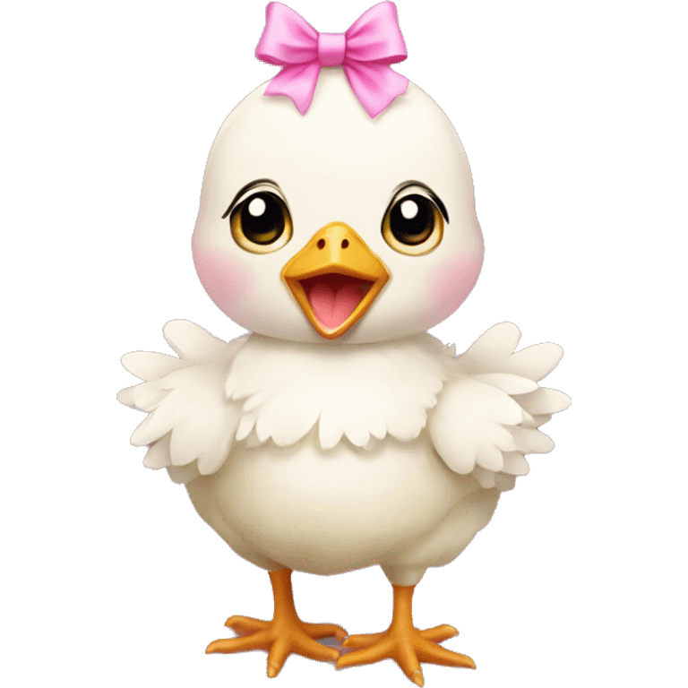 Baby chicken with pink bow emoji