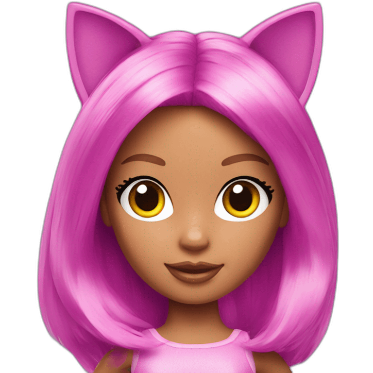 barbie doll wearing cat ears emoji